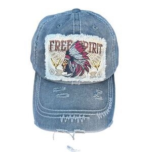KBETHOS Vintage Distressed Free Spirit Cap Embroidered Indian Chief Design